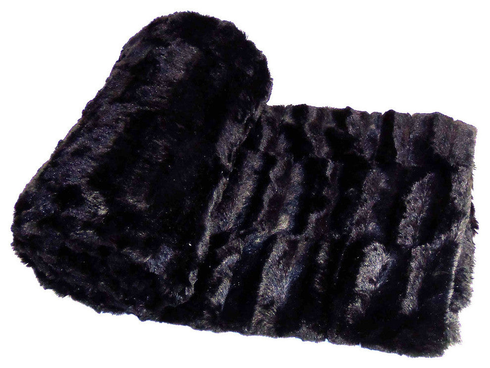 Saga Double Sided Faux Fur Throw, Black