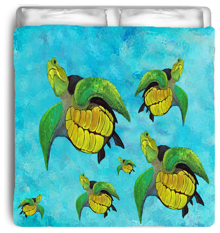 Sea Turtles Art Comforter, Queen