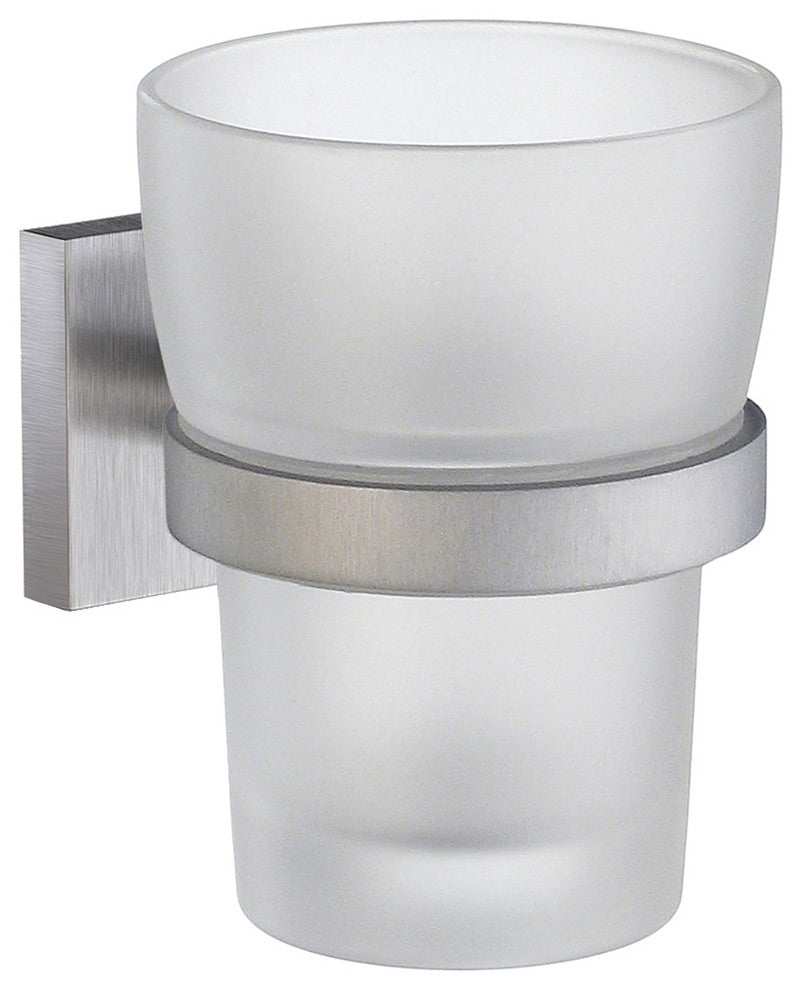 House Holder With Glass Tumbler Brushed Chrome