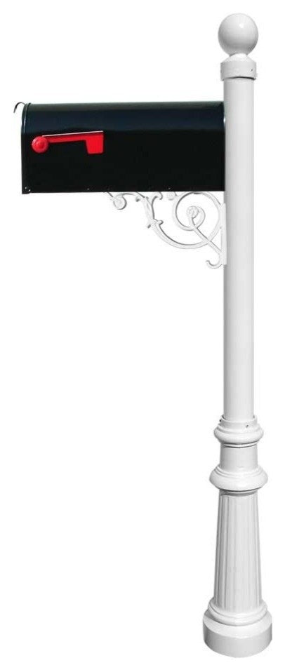 Lewiston Post System-E1 Economy Mailbox, Mounting Plate, Fluted Base, White