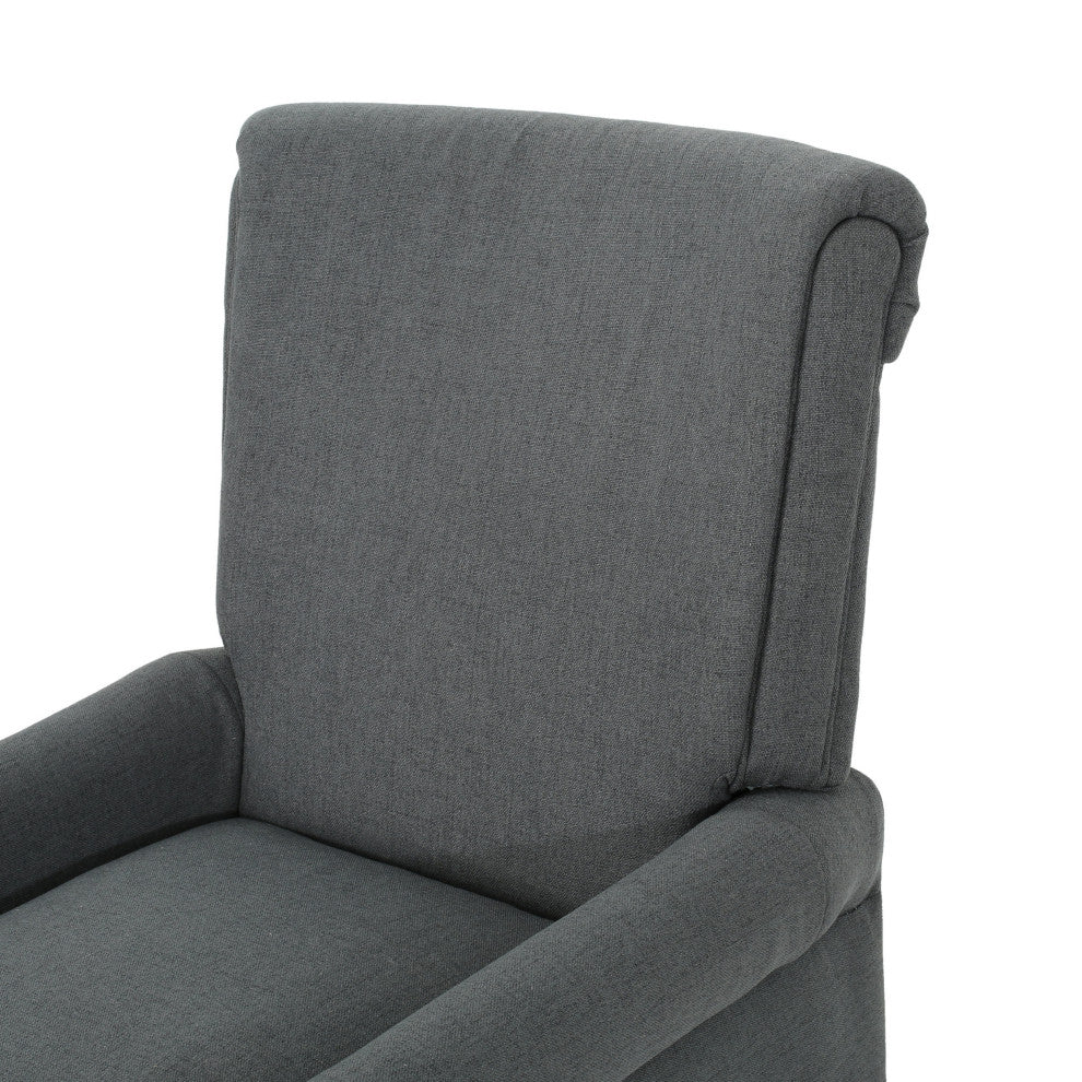 GDF Studio Charlene Traditional Fabric Recliner Chair, Charcoal