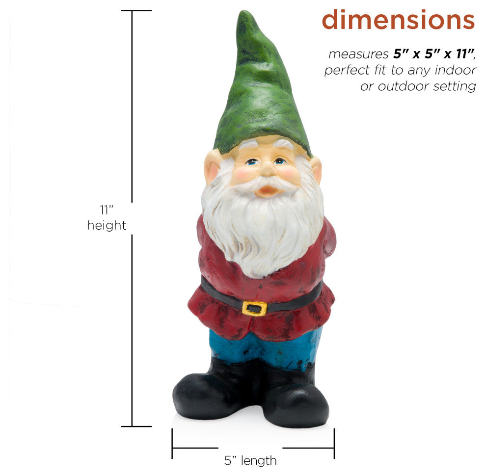 Bearded Garden Gnome Statue with Green Hat