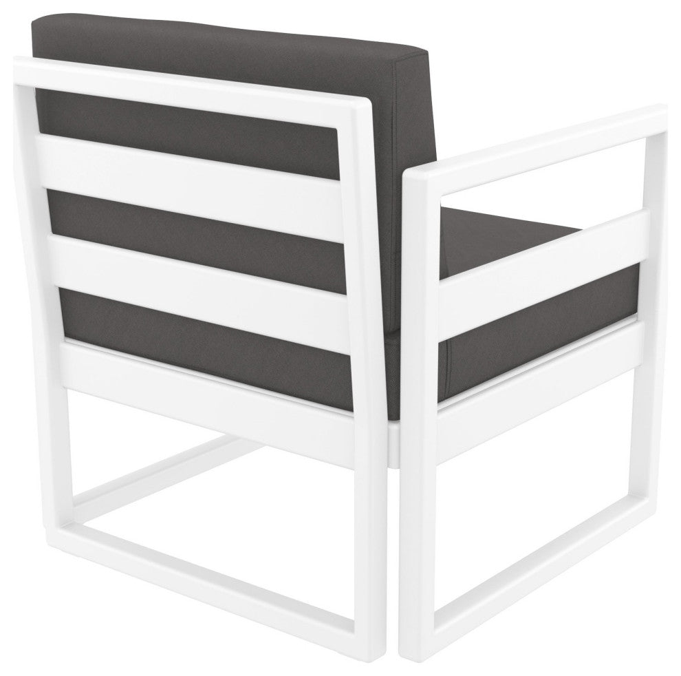 Mykonos Patio Club Chair White With Acrylic Fabric Charcoal Cushion