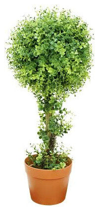 Potted Two-Tone Artificial Boxwood Ball Topiary Tree, 2'
