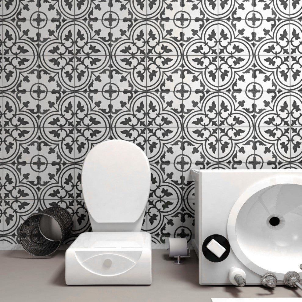 Arte Encaustic Porcelain Floor and Wall Tile, White