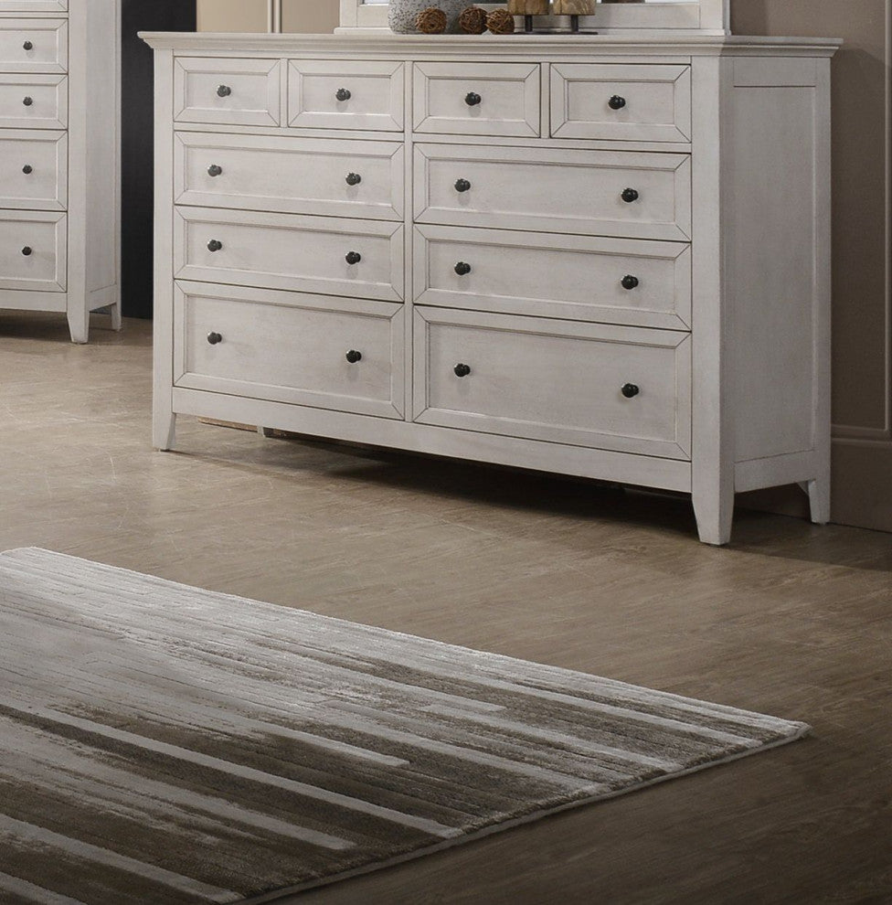 San Mateo 10-Drawer Dresser, Rustic White