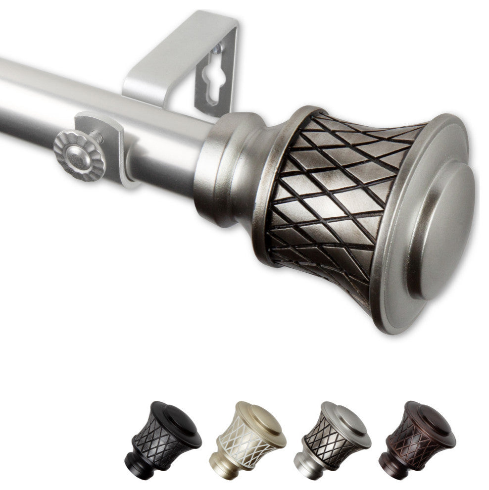 Alina 1" Curtain Rod, Satin Nickel, 48-84"