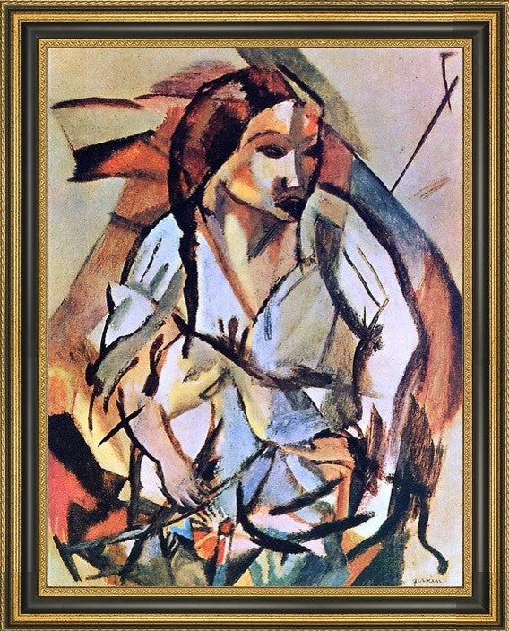 Jules Pascin Portrait of a Woman - 18" x 24" Framed Premium Canvas Print