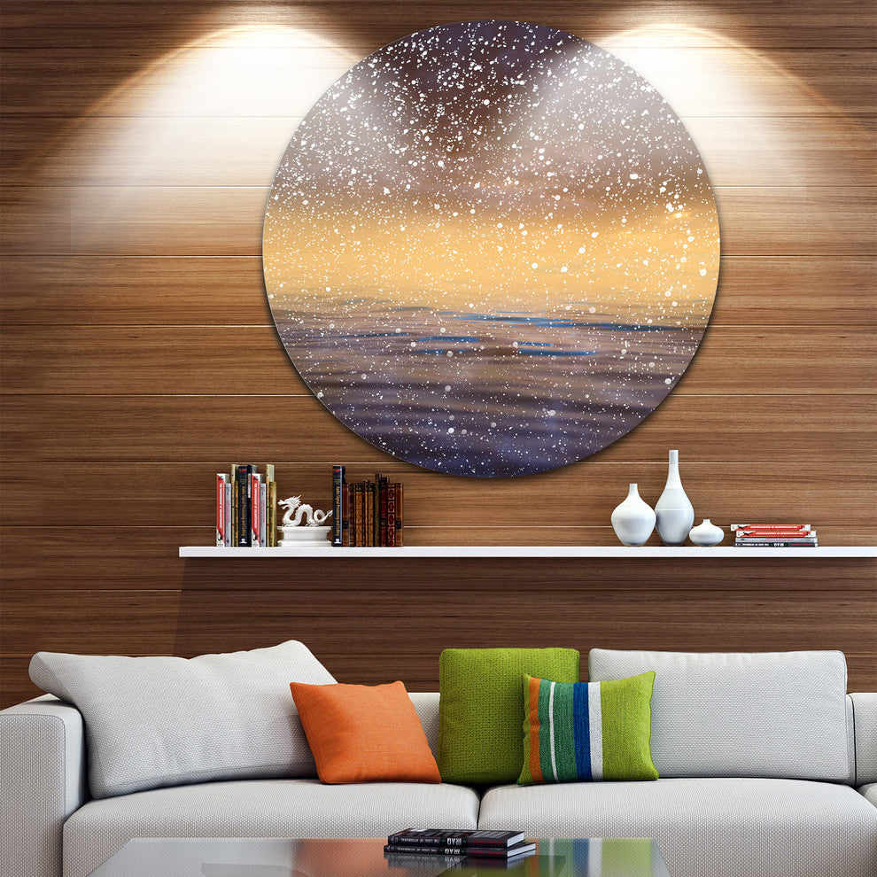 Brown Sky Reflection In Lake, Skyscape Photo Round Wall Art, 11"