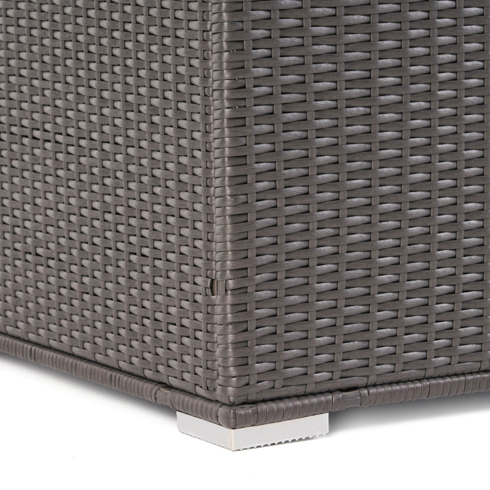 GDF Studio Sampa Outdoor Wicker Storage Ottoman, Gray