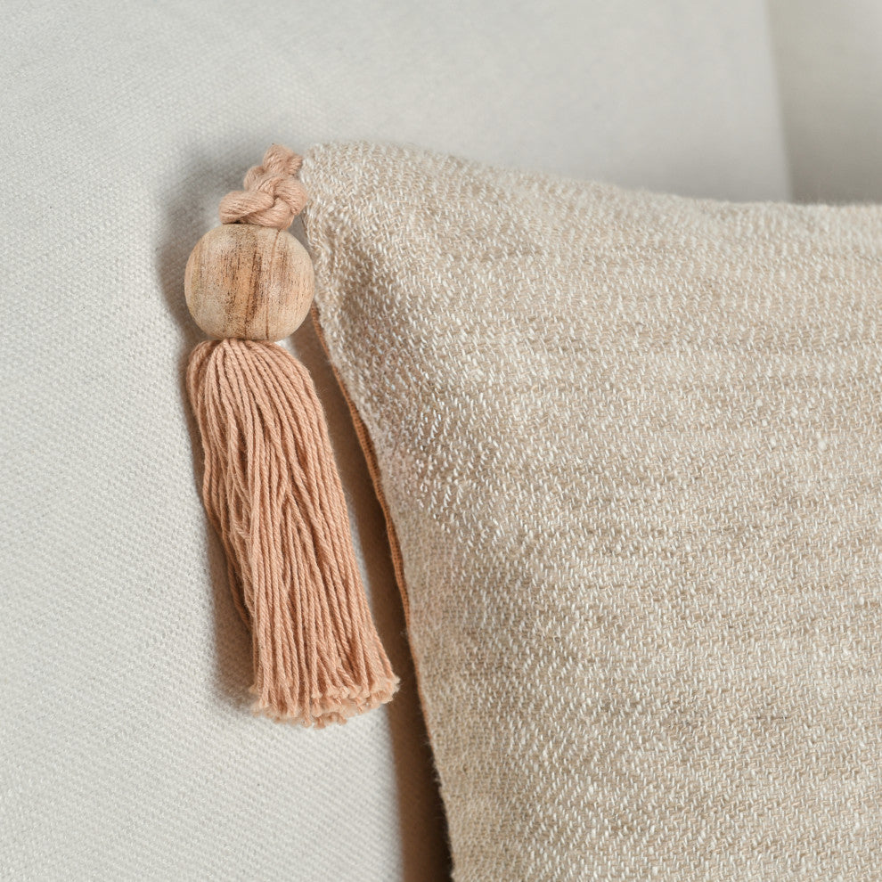 Cherry 14"x26" Belgian Linen Blend Throw Pillow by Kosas Home, Natural