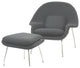 Modern Contemporary Living Room Lounge Chair and Ottoman, Light Gray