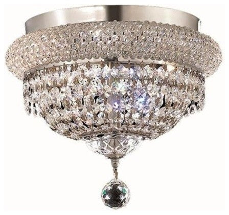 Elegant Primo Flush Mount, Chrome Finish With Royal Cut Crystal