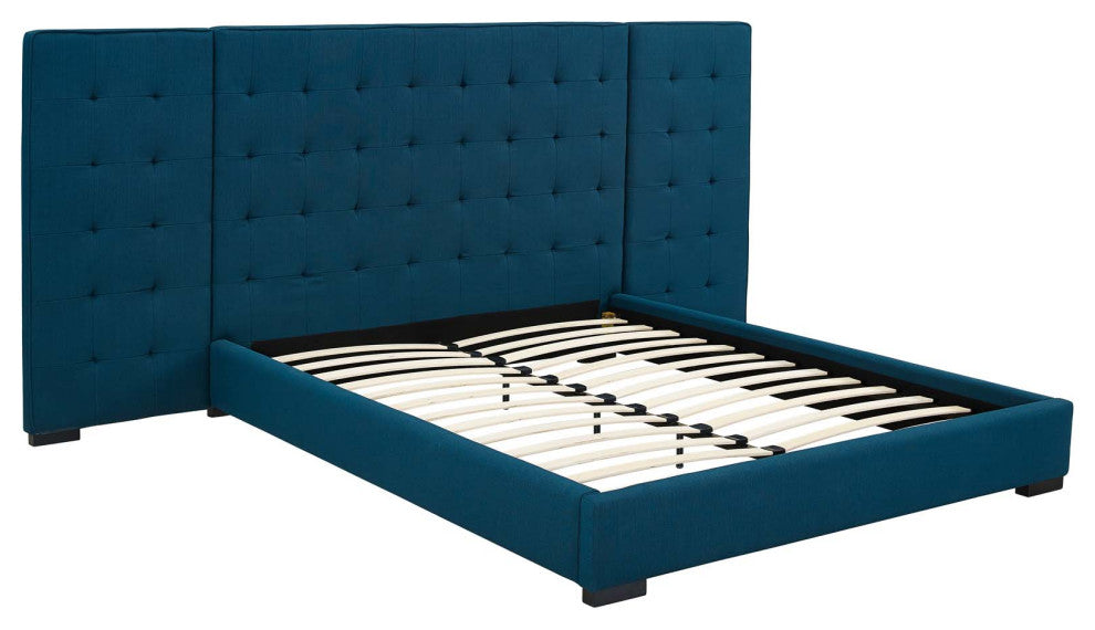 Azure Sierra Queen Upholstered Fabric Platform Bed
