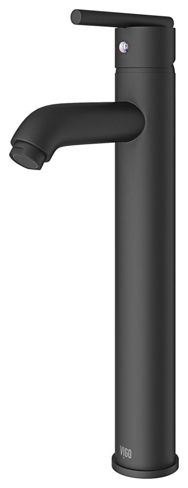 VIGO Seville 13" H Single Handle Single Hole Bathroom Vessel Faucet, Matte Black