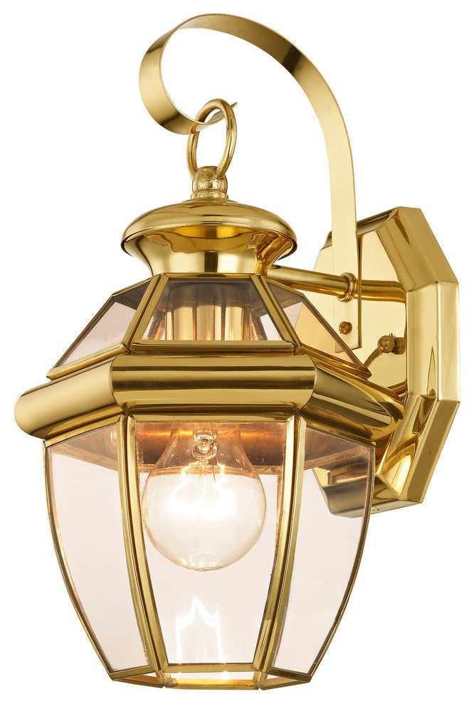 Monterey Outdoor Wall Lantern, Antique Brass, Polished Brass