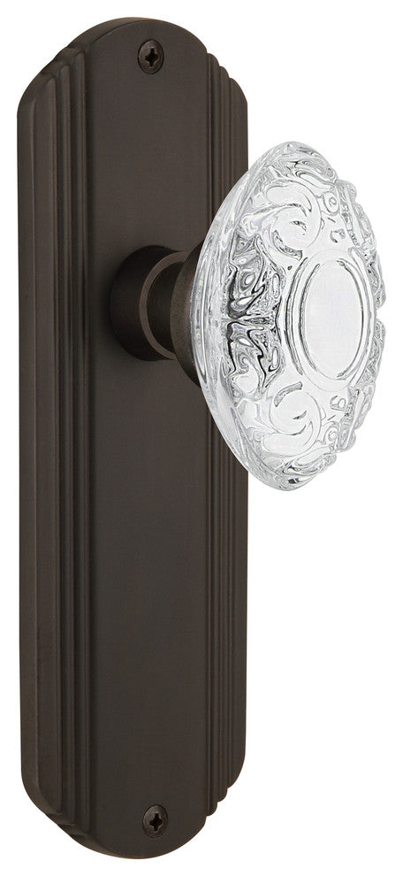 Deco Plate Single Dummy Crystal Victorian Knob, Oil-Rubbed Bronze, DECCVI