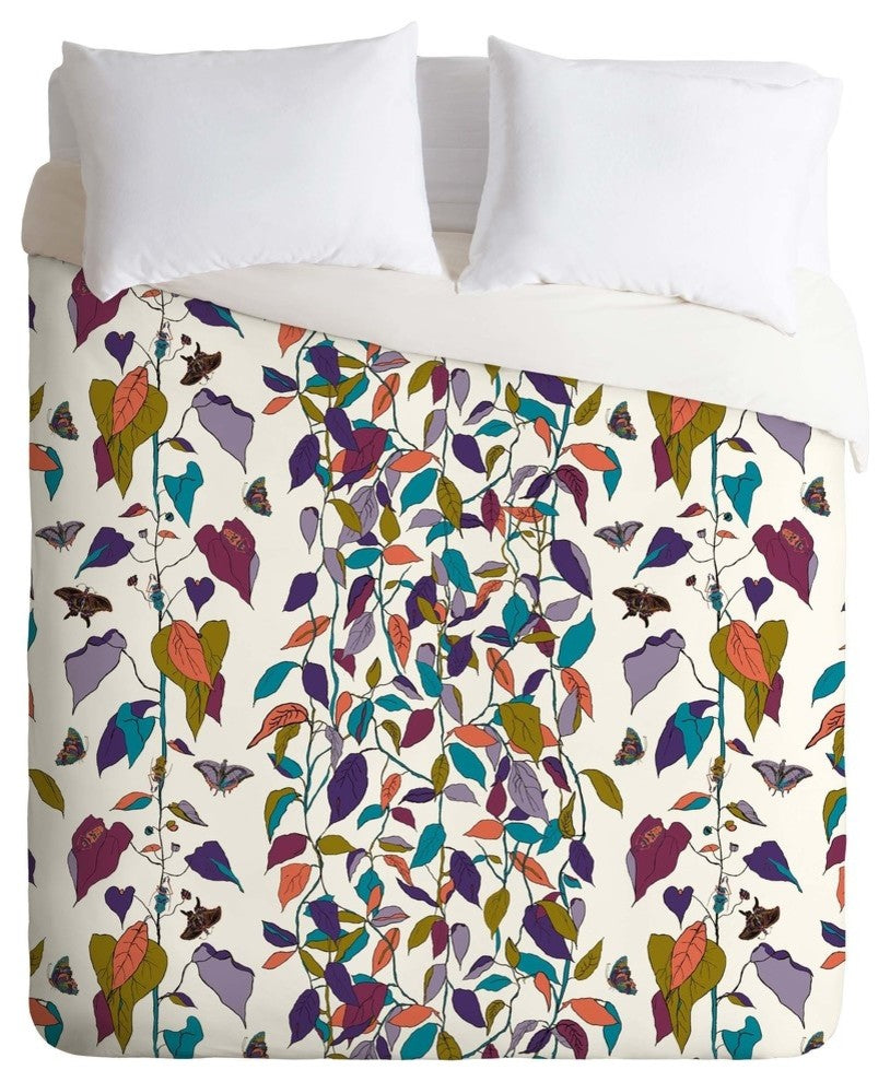 Deny Designs Rachelle Roberts Endless Vines White Duvet Cover - Lightweight