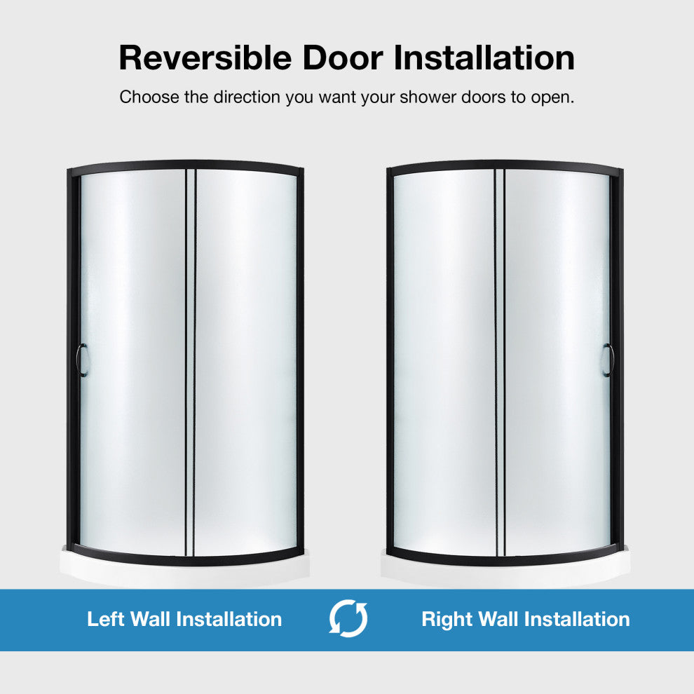 Ove Decors Breeze Shower Kit, Frosted Panels and Base, Black, 34"