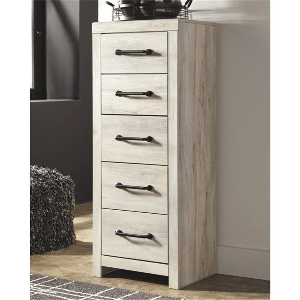 Signature Design by Ashley Cambeck Narrow 5 Drawer Chest in Whitewash