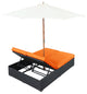 Modern Contemporary Outdoor Patio Rattan and Wicker Chaise Sofa Orange