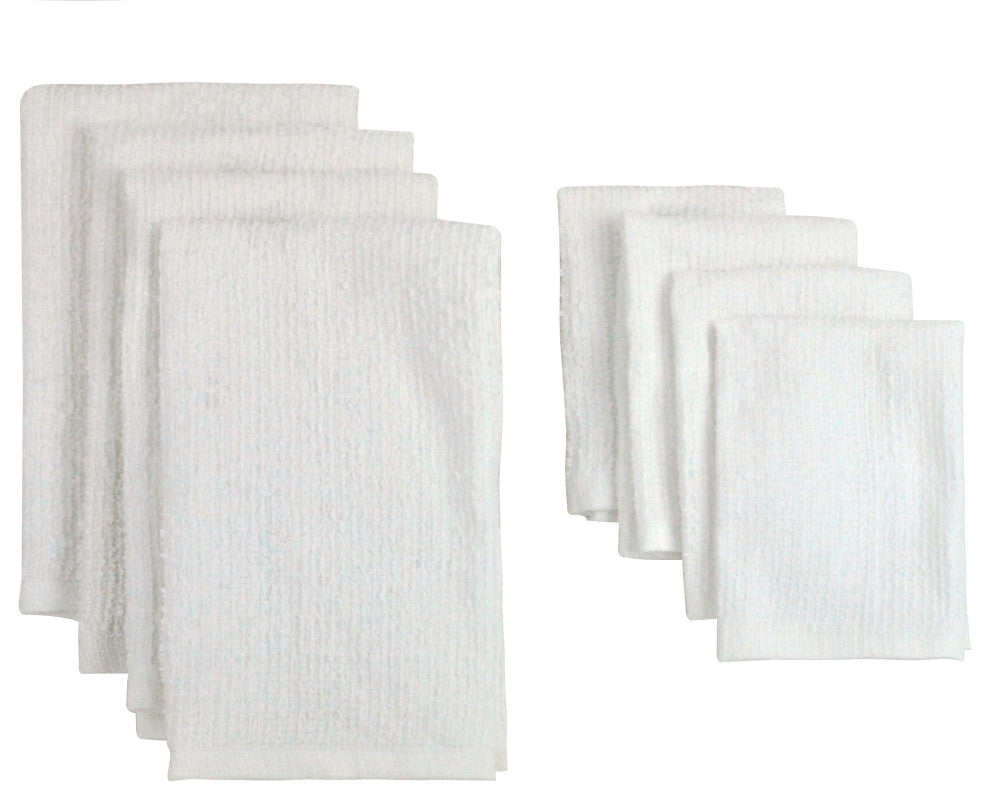 DII White Bar Mop Dishtowel & Dishcloth (Set of 8)