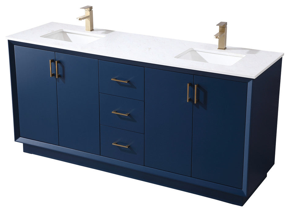 72" Double Bathroom Vanity, Blue