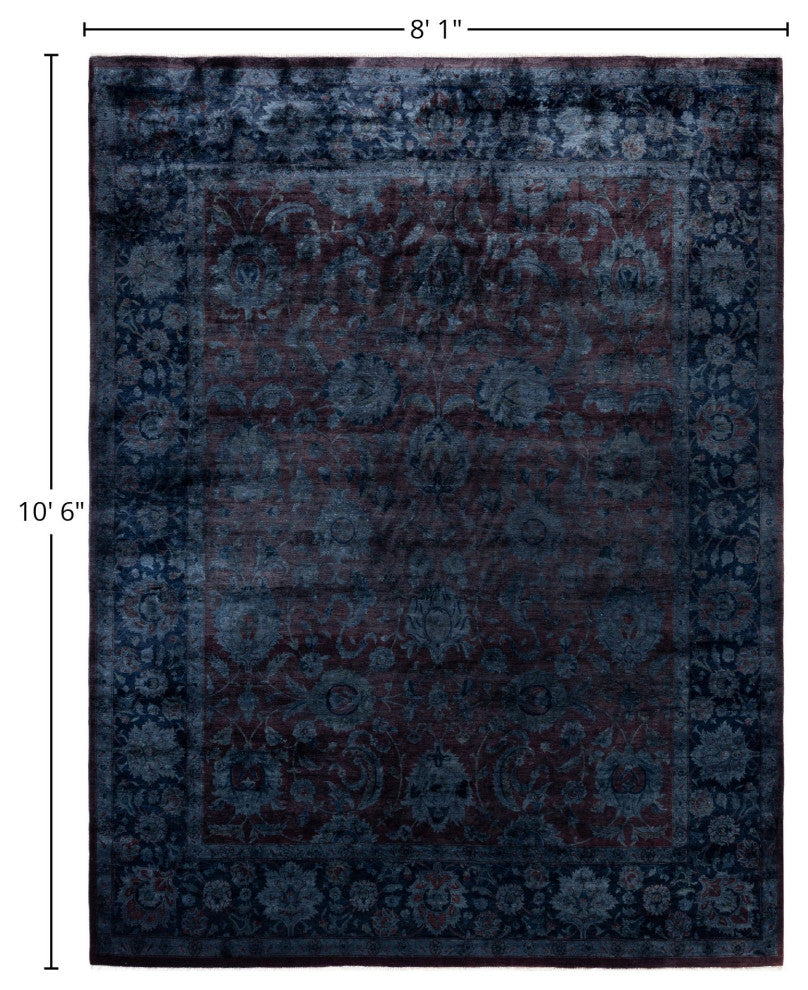 Overdyed One-of-a-Kind Hand-Knotted Area Rug Black, 8' 1" x 10' 6"
