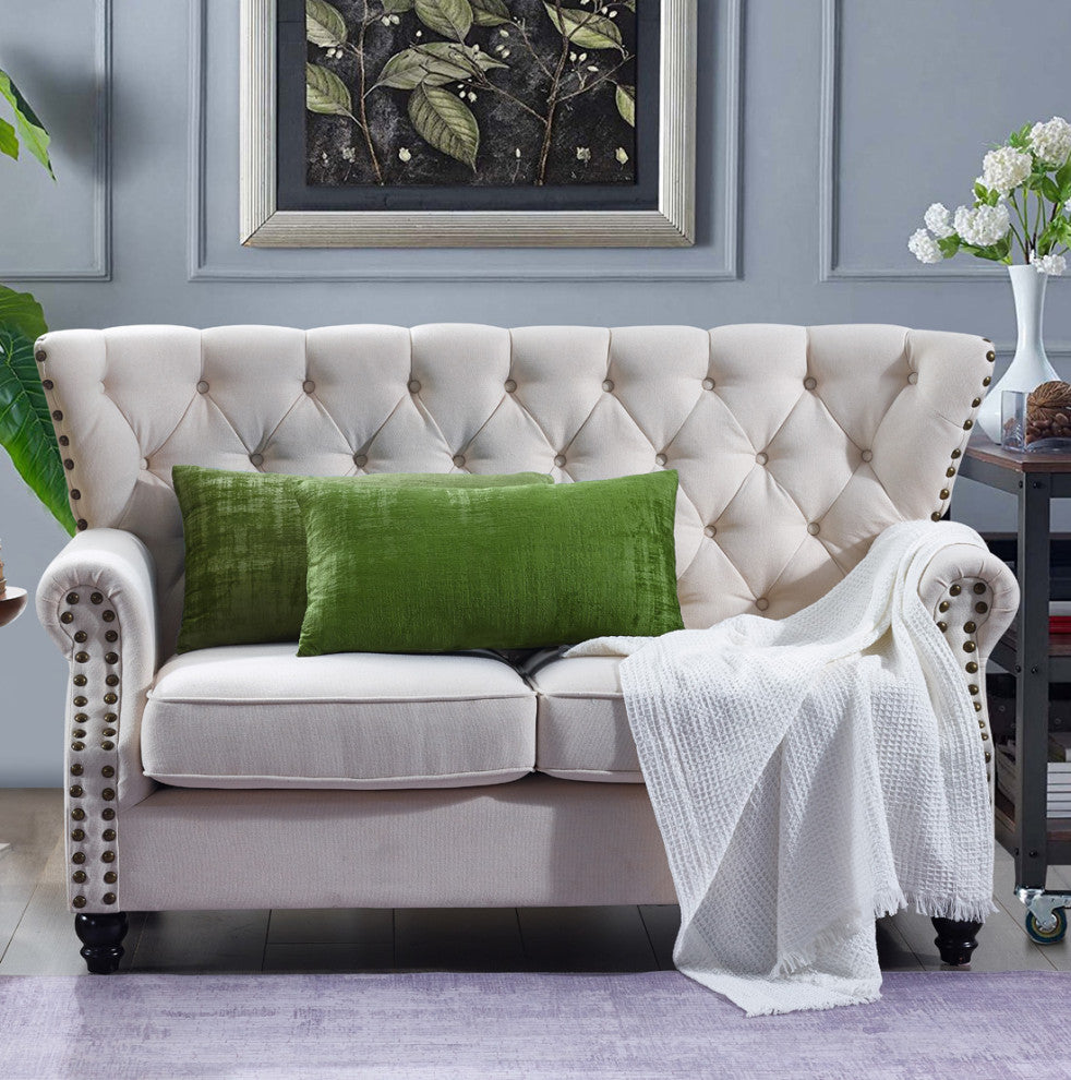Velvet 2 Piece Lumbar Pillow Cover Set, Calla Green, 2 Piece, 14"x26"