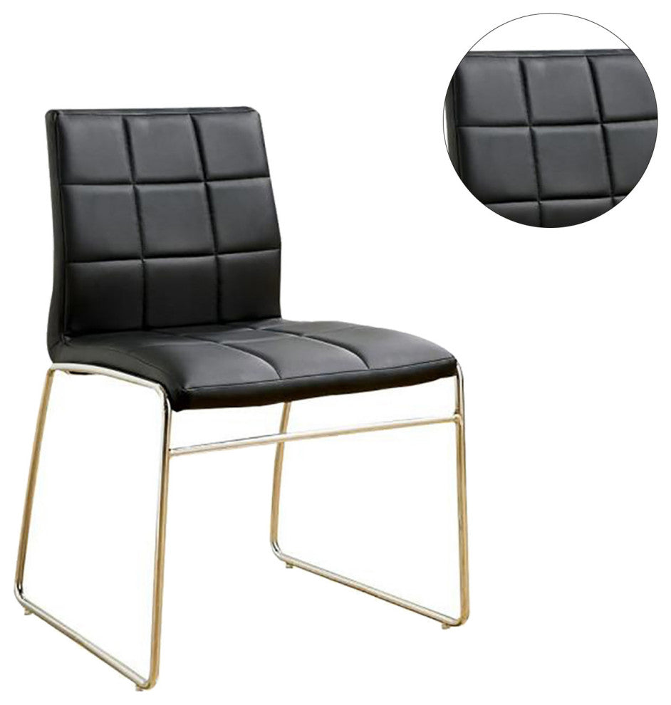 Set of 2 Leatherette Upholstered Side Chair, Black