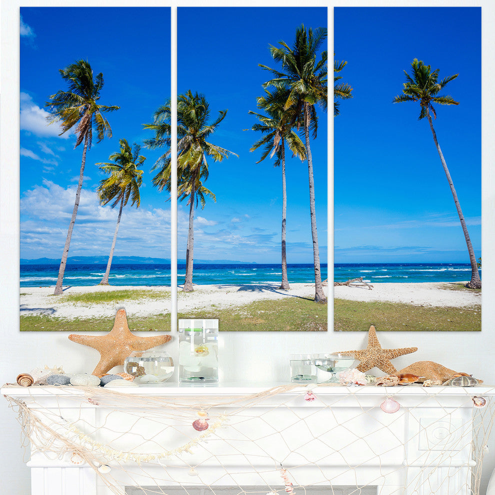 "Bright and Clear Tropical Beach" Metal Wall Art, 3 Panels, 36"x28"