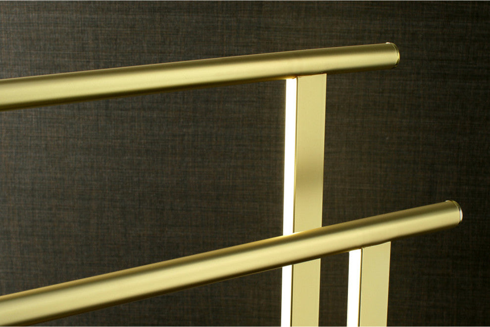 Kingston Brass Double L Shape Pedestal Towel Holder, Brushed Brass