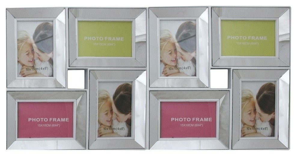 27.5" Trimmed Glass Encased Photo Picture Frame Collage Wall Decoration, White