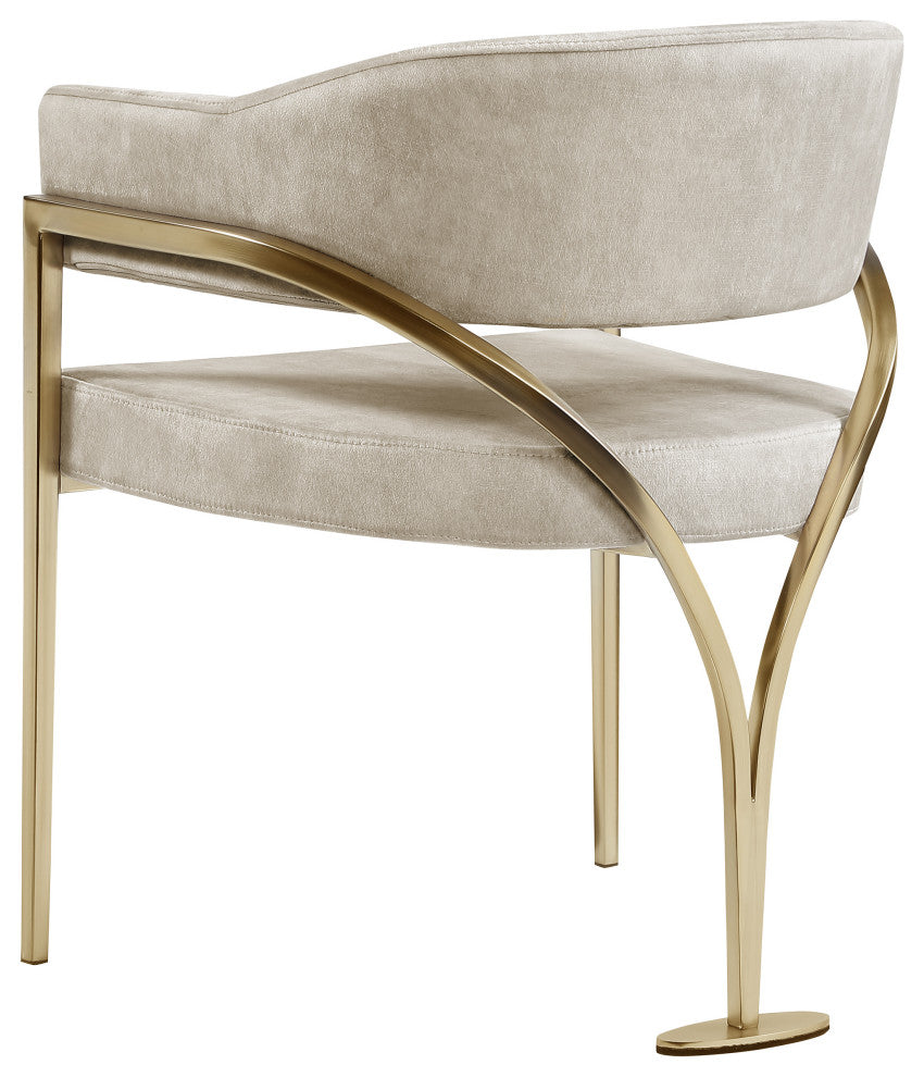 Madelyn Upholstered Dining Chair, Set of 2, Stone, Velvet, Gold Finish