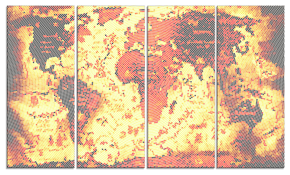 "Hazy Orange Map" Canvas Painting