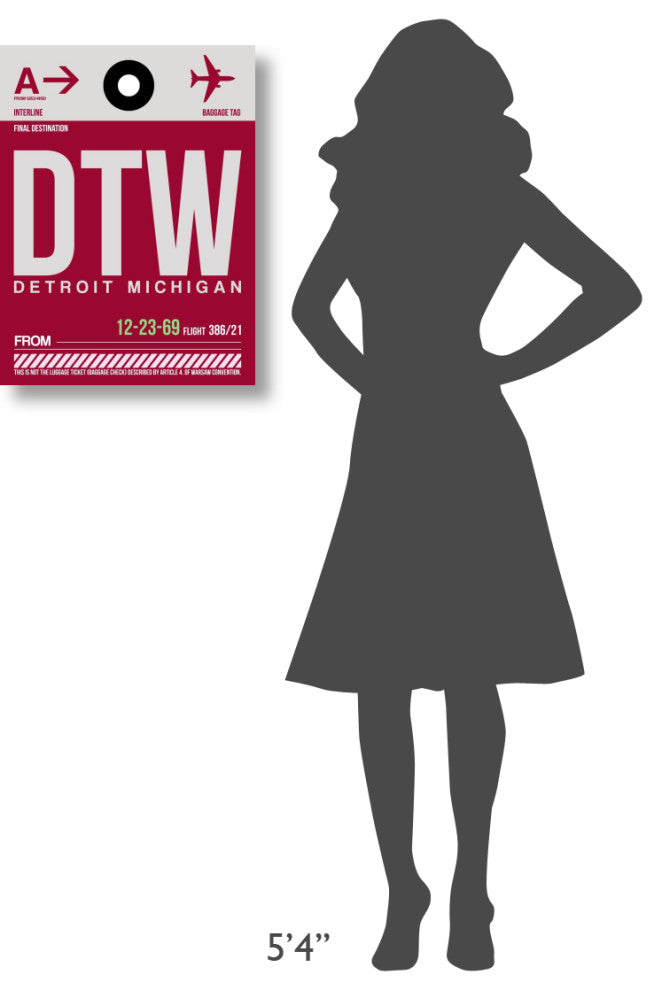 "DTW Detroit  Luggage Tag 1" Fine Art Print
