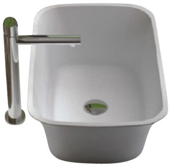 ADM Rectangular Countertop Vessel Sink, White, 23", Glossy White