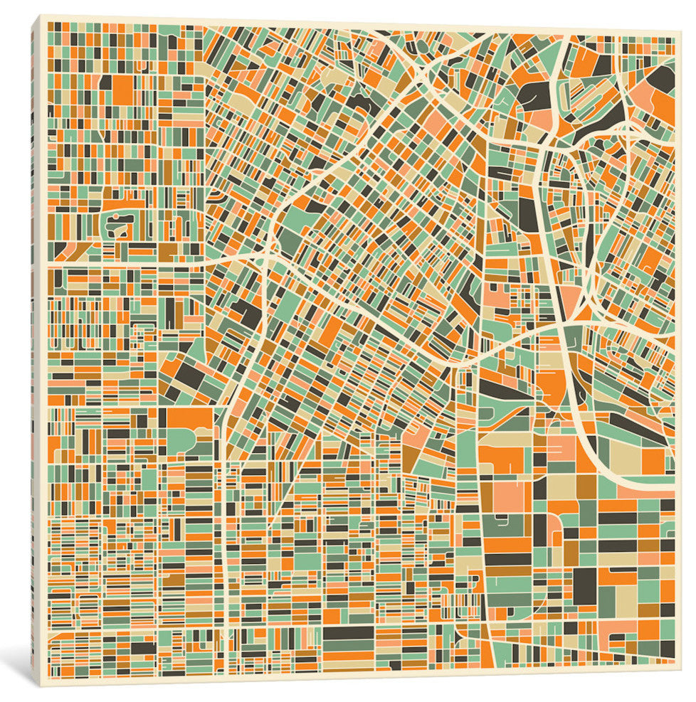 "Abstract City Map of Los Angeles" by Jazzberry Blue, 18x18x1.5