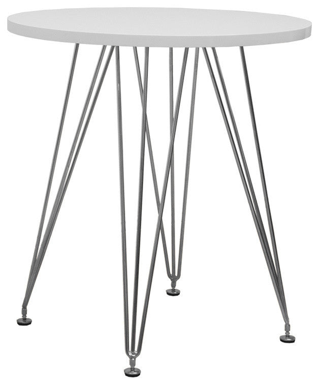 Paris Tower Round Table, White Top, Chrome Base