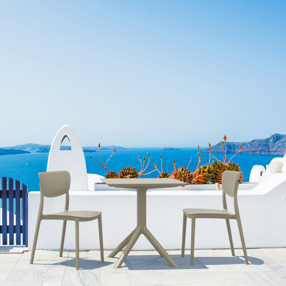 Lucy Outdoor Bistro 3-Piece Set With 31" Table Top Taupe