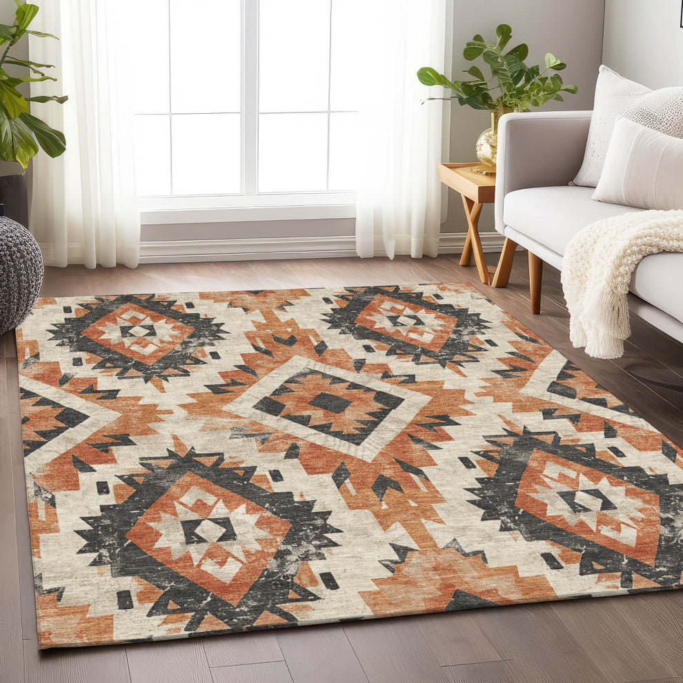 Machine Washable Indoor/Outdoor Chantille ACN1878 Clay 8' x 10' Rug