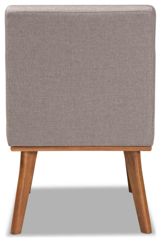 Christel Mid-Century Gray Fabric and Walnut Brown Wood Dining Chair