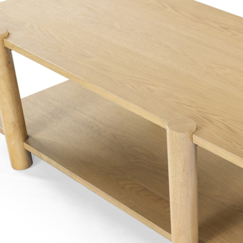 Safavieh Couture Edisyn 2 Shelf Wood Coffee Table, Natural