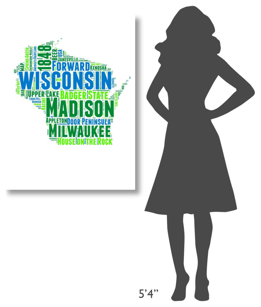"Wisconsin Word Cloud Map" Fine Art Print