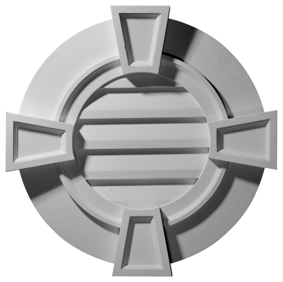 30"W x 30"H x 2 1/4"P Round Gable Vent with Keystones, Decorative