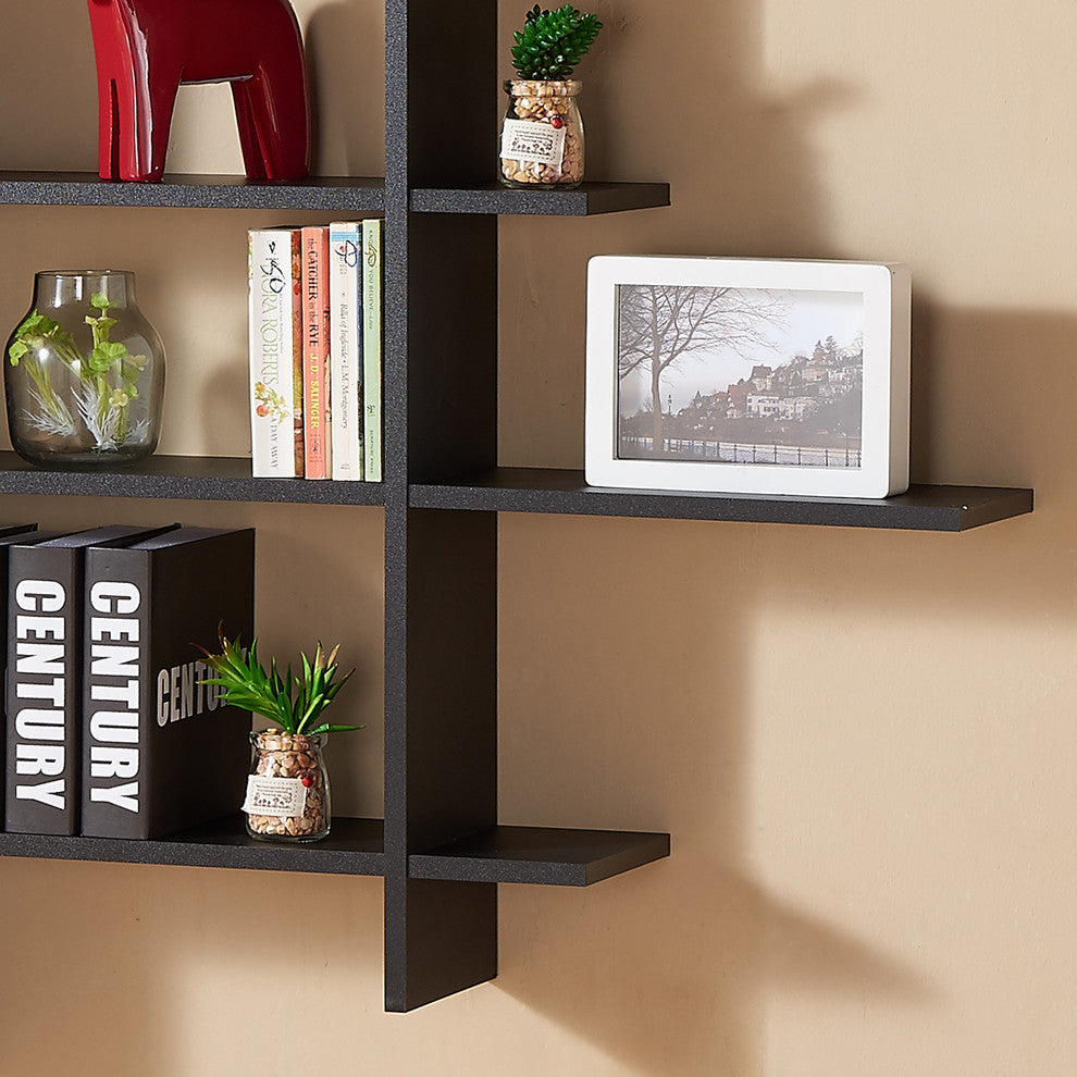 Danya B 5 Level Black Asymmetric Wall Shelf, Black