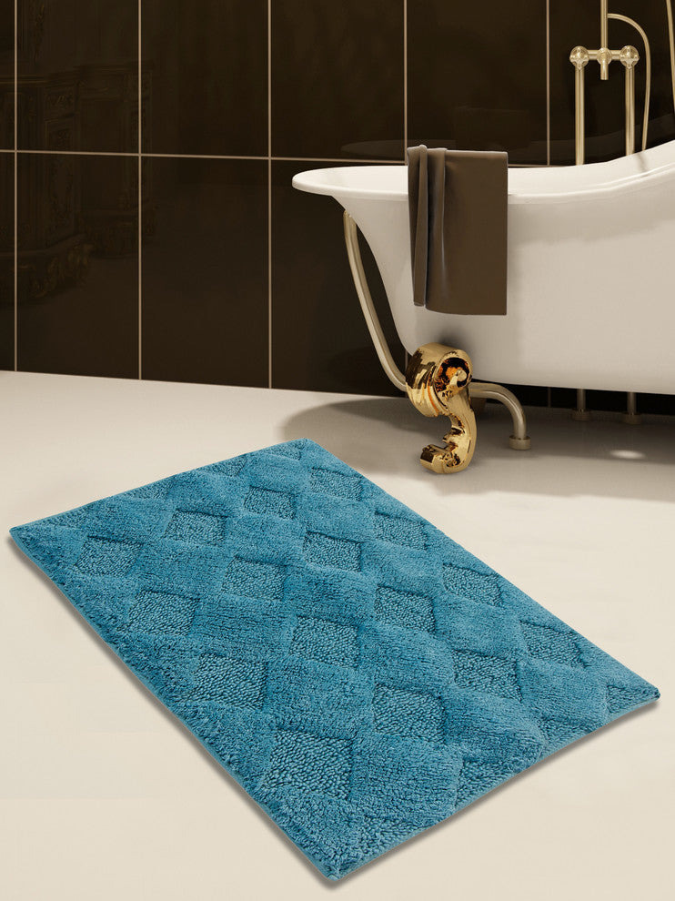 Bath Rug Cotton, 34"x21", Arctic Blue, GSF 210, Pattern Charlotte