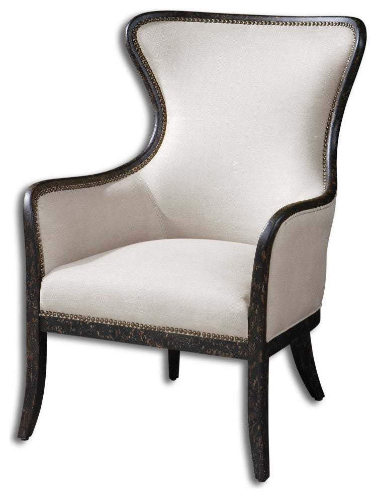 Elegant Black and White Curved Armchair