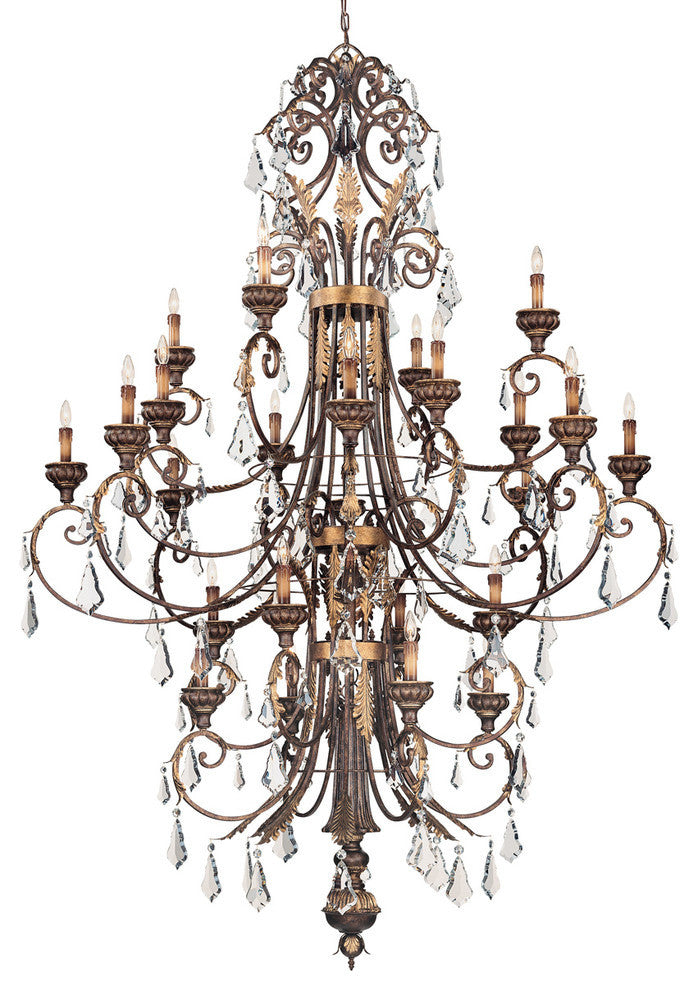 24-Light Chandelier, Windsor Rust With Bronze Accents