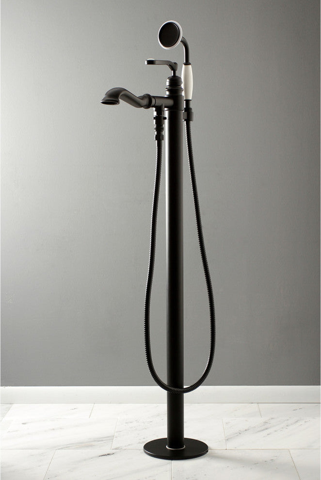 Kingston Brass Freestanding Tub Faucet With Hand Shower, Matte Black
